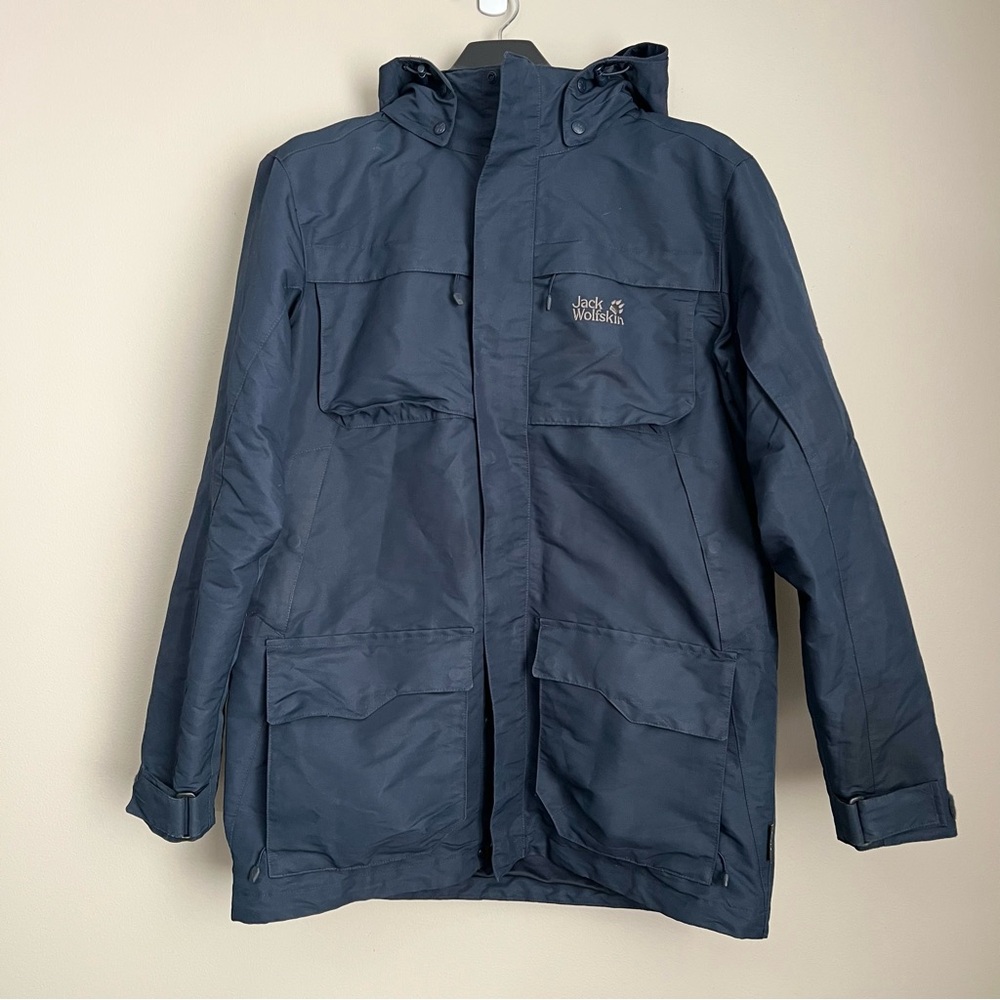 Jack Wolfskin Men’s 3-in-1 Parka – Navy Blue, Water/Wind Resistant, Gorpcore M